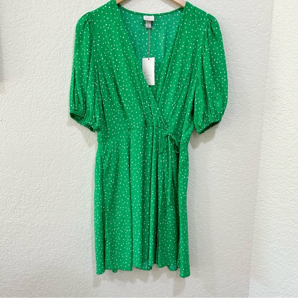 A new day green polka dot wrap dress womens size medium - Picture 2 of 9